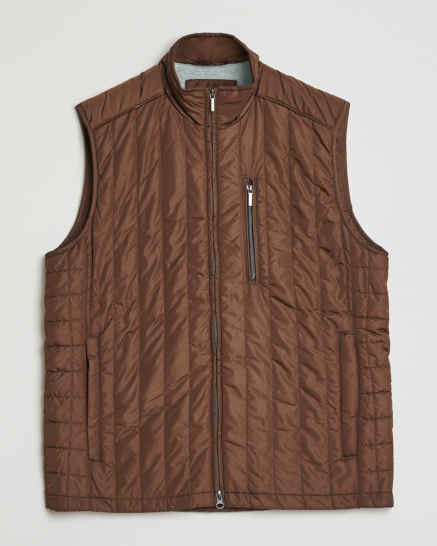 Herre | Veste | Stenströms | Nylon Quilted Light Padded Vest Brown