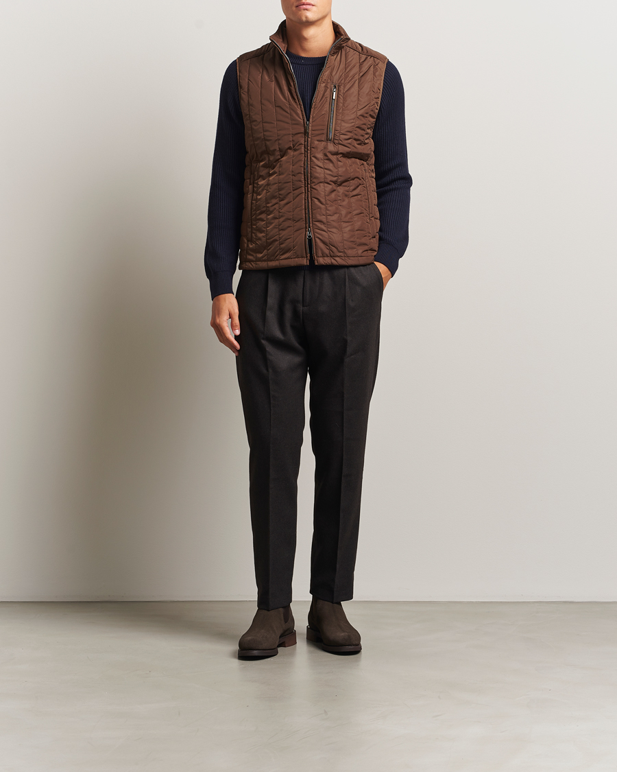 Herre | Veste | Stenströms | Nylon Quilted Light Padded Vest Brown