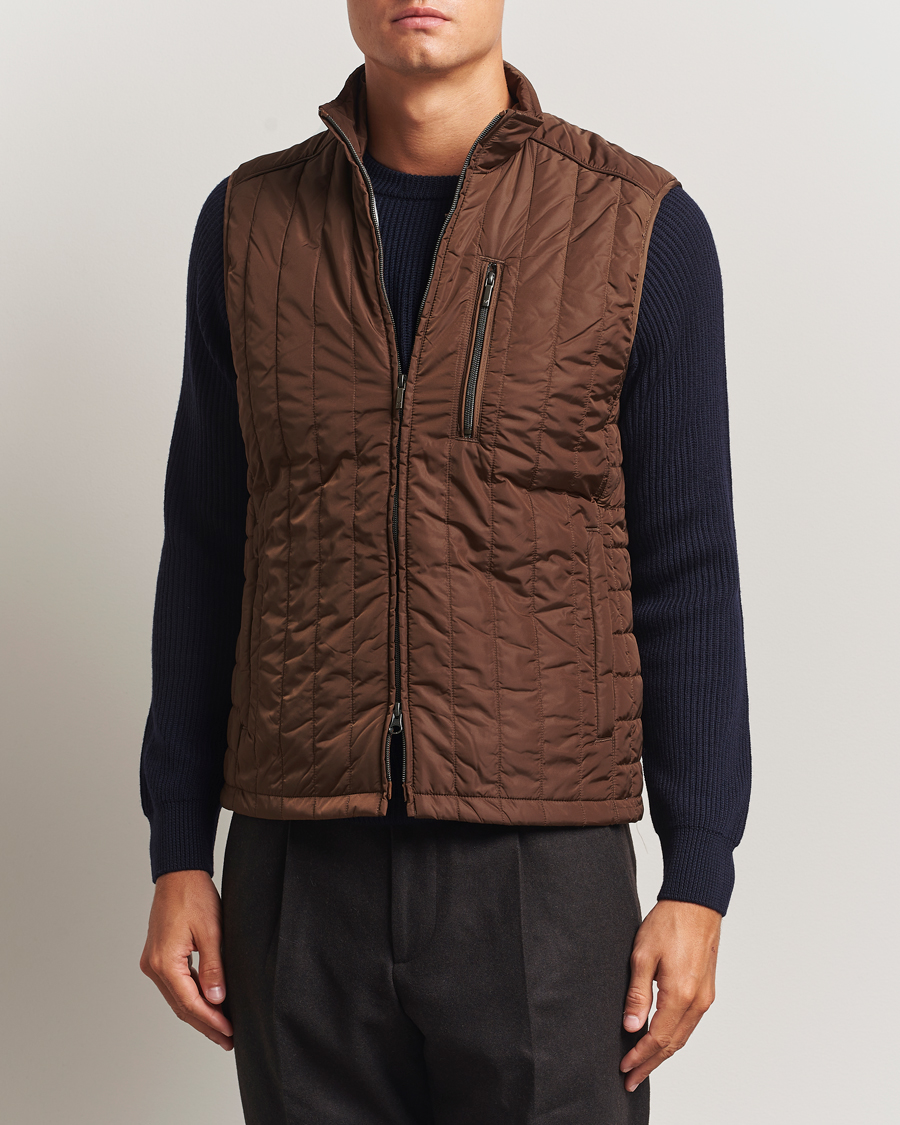 Herre | Veste | Stenströms | Nylon Quilted Light Padded Vest Brown
