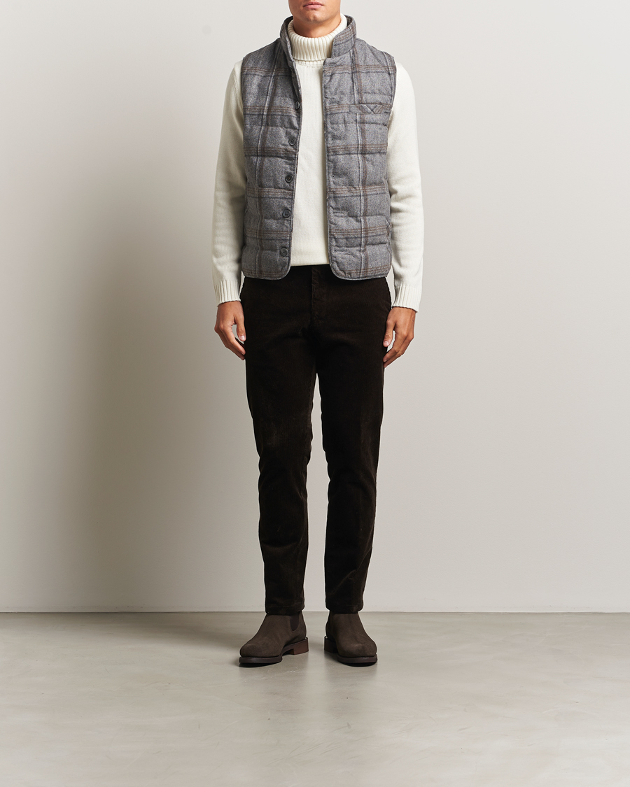 Herre | Veste | Stenströms | Check Wool Padded Vest Grey