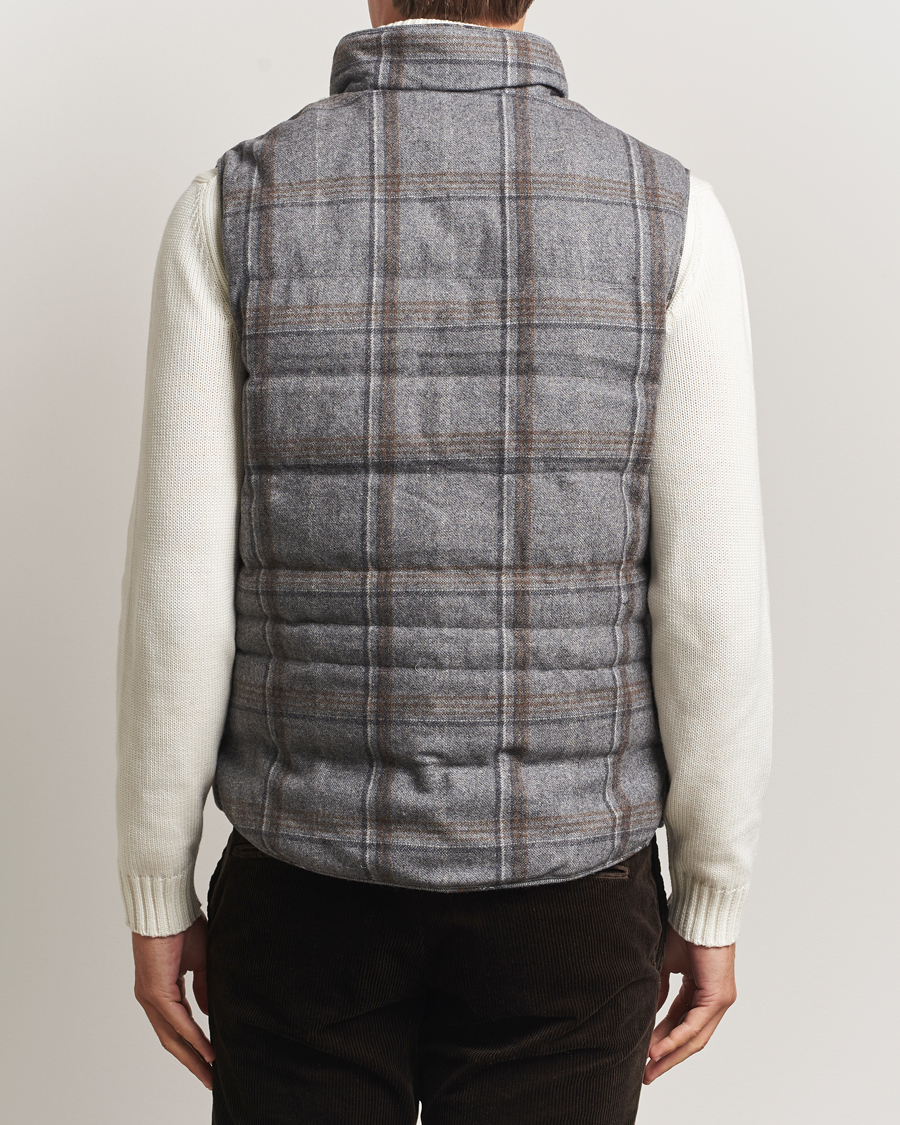 Herre | Veste | Stenströms | Check Wool Padded Vest Grey