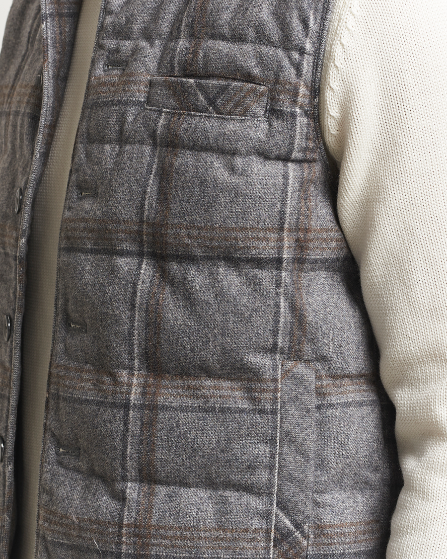 Herre | Veste | Stenströms | Check Wool Padded Vest Grey