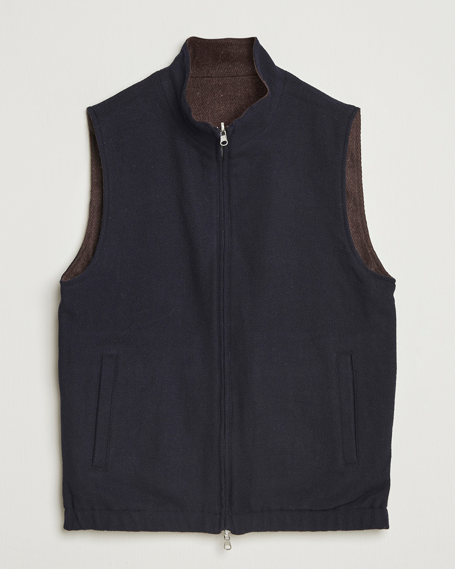 Herre | Veste | Stenströms | Reversible Wool Vest Navy