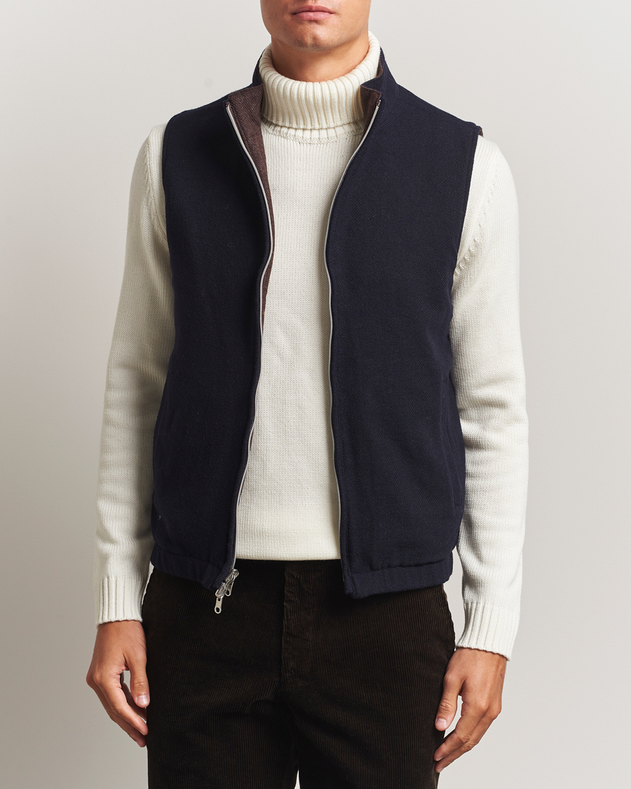 Herre | Veste | Stenströms | Reversible Wool Vest Navy