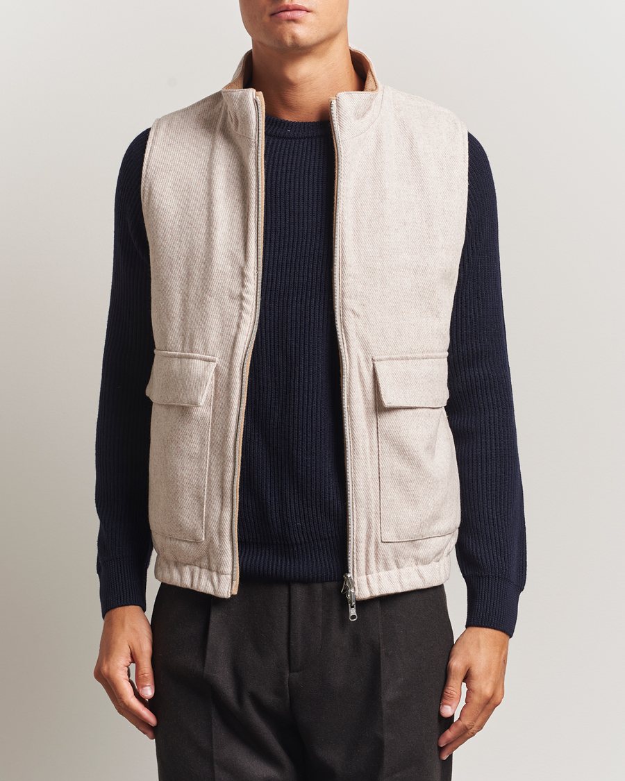 Herre | Veste | Stenströms | Reversible Wool Vest Beige
