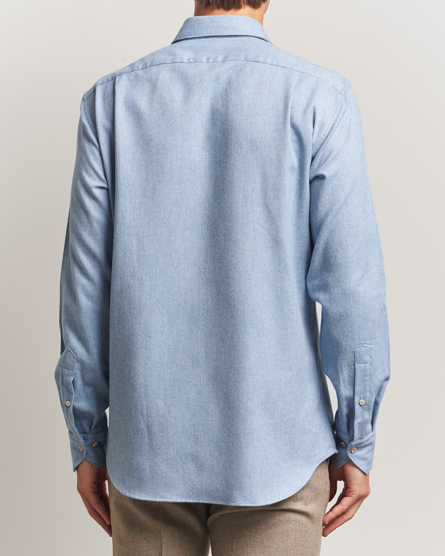 Herre | Skjorter | Stenströms | Regular Fit Cut Away Flannel Shirt Light Blue