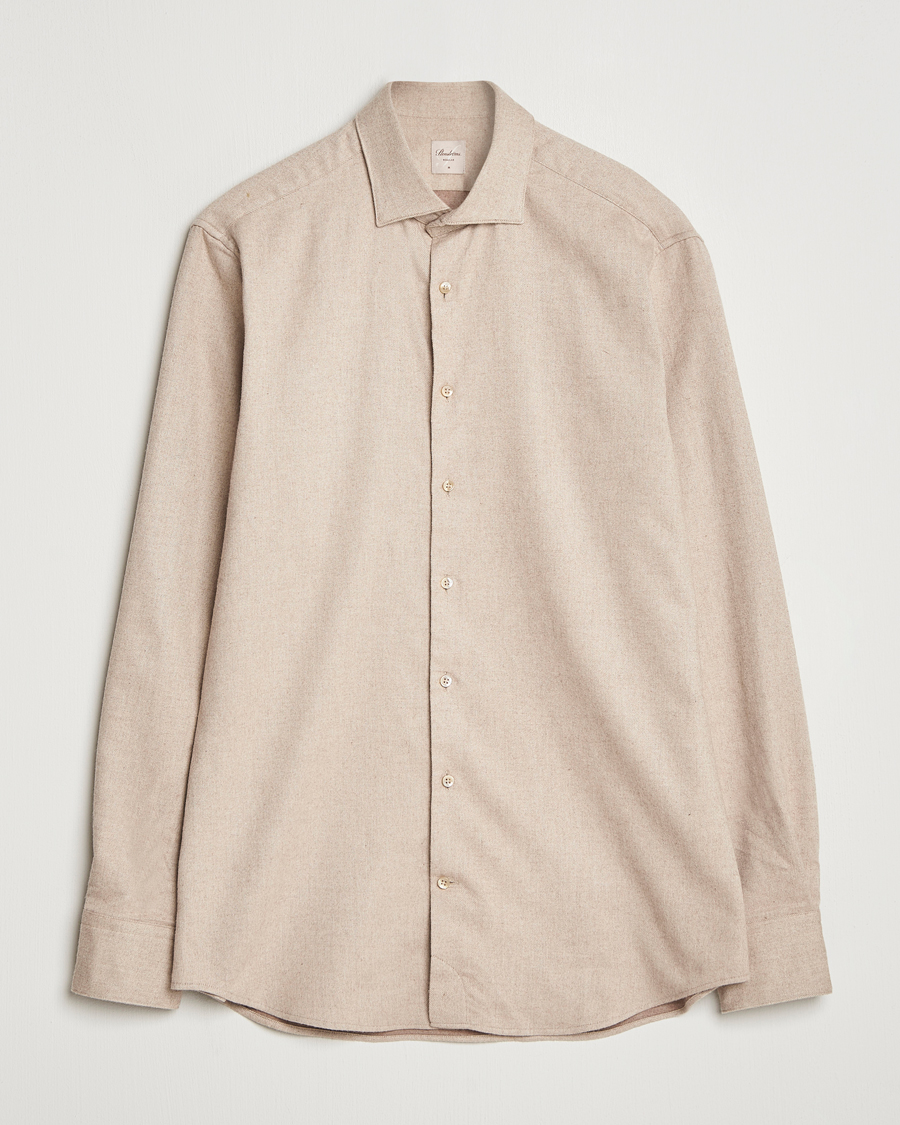 Herre | Skjorter | Stenströms | Regular Fit Cut Away Flannel Shirt Beige