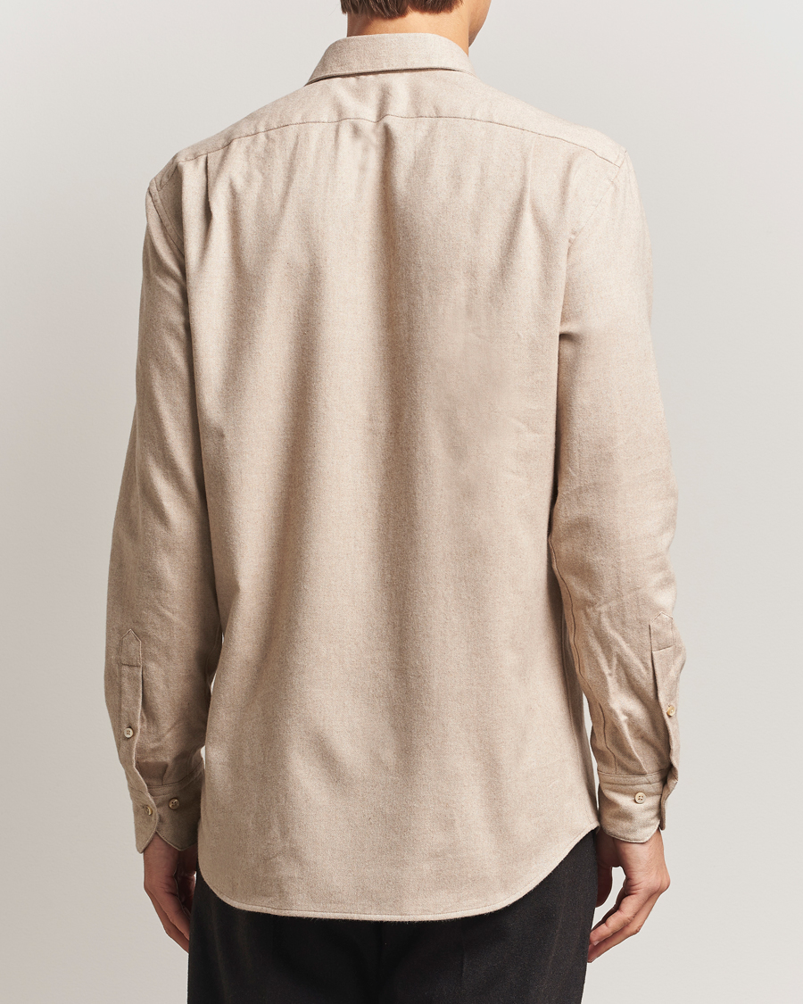 Herre | Skjorter | Stenströms | Regular Fit Cut Away Flannel Shirt Beige