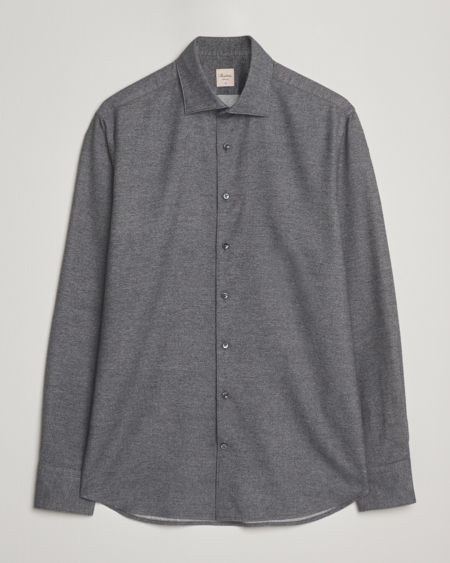 Herre | Skjorter | Stenströms | Regular Fit Cut Away Flannel Shirt Grey