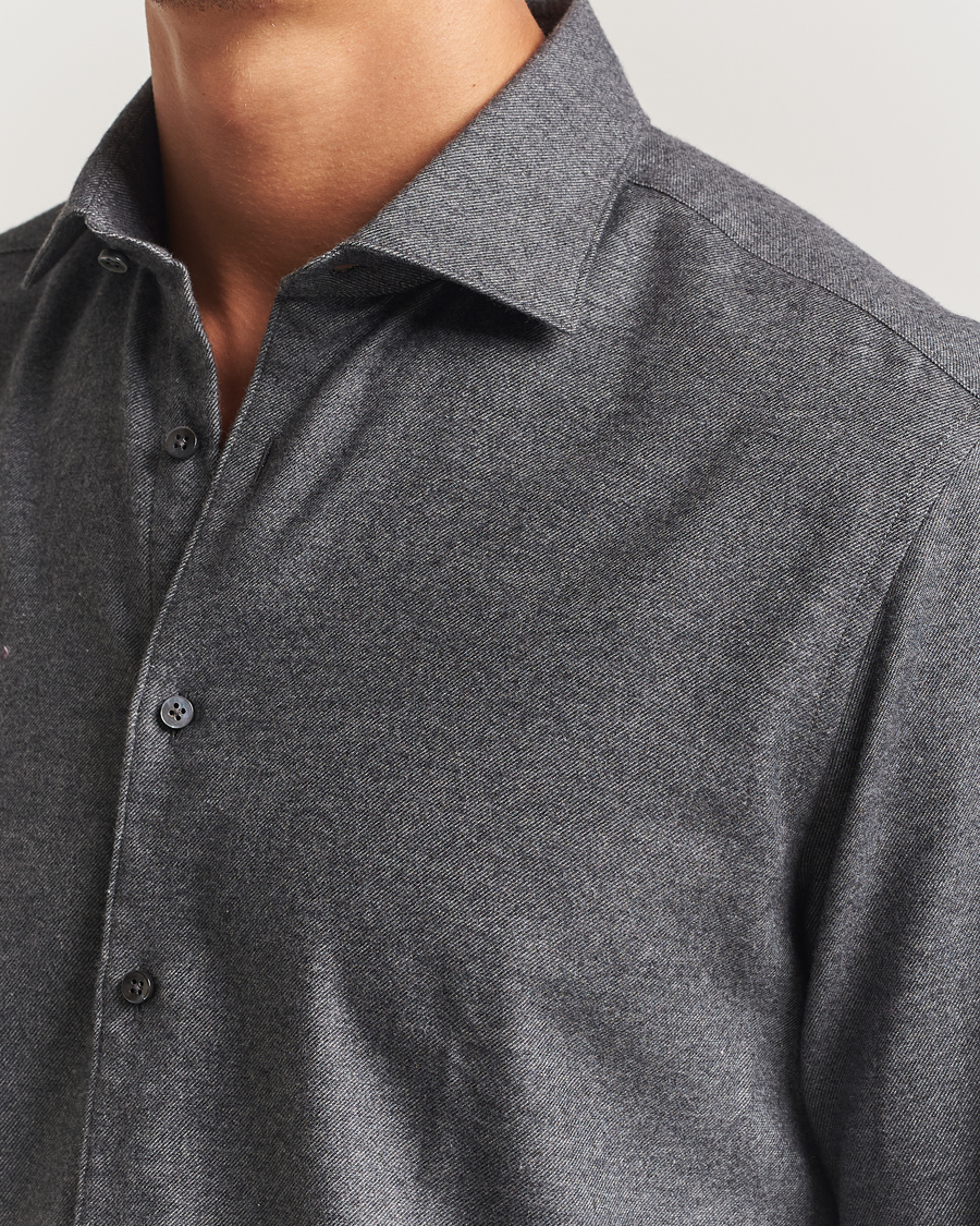 Herre | Skjorter | Stenströms | Regular Fit Cut Away Flannel Shirt Grey