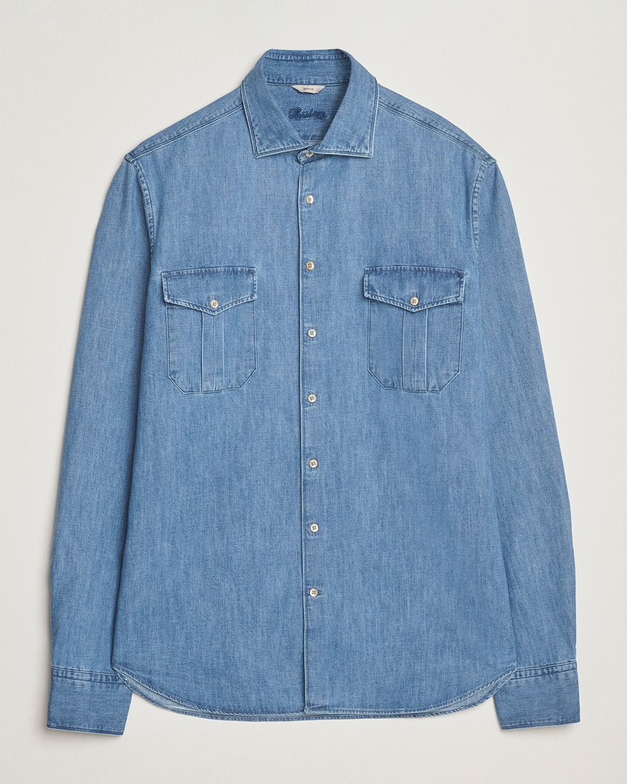 Herre | Skjorter | Stenströms | Regular Fit Pocket Denim Shirt Blue
