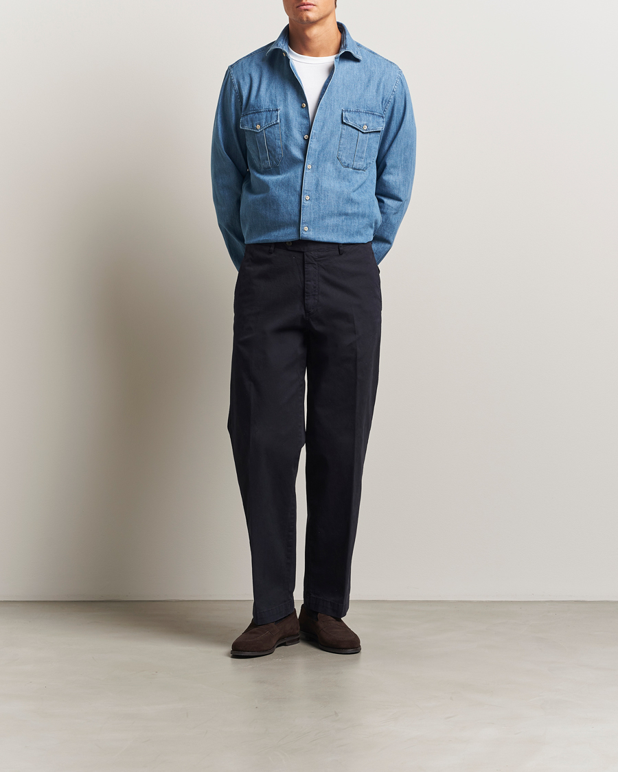 Herre | Skjorter | Stenströms | Regular Fit Pocket Denim Shirt Blue