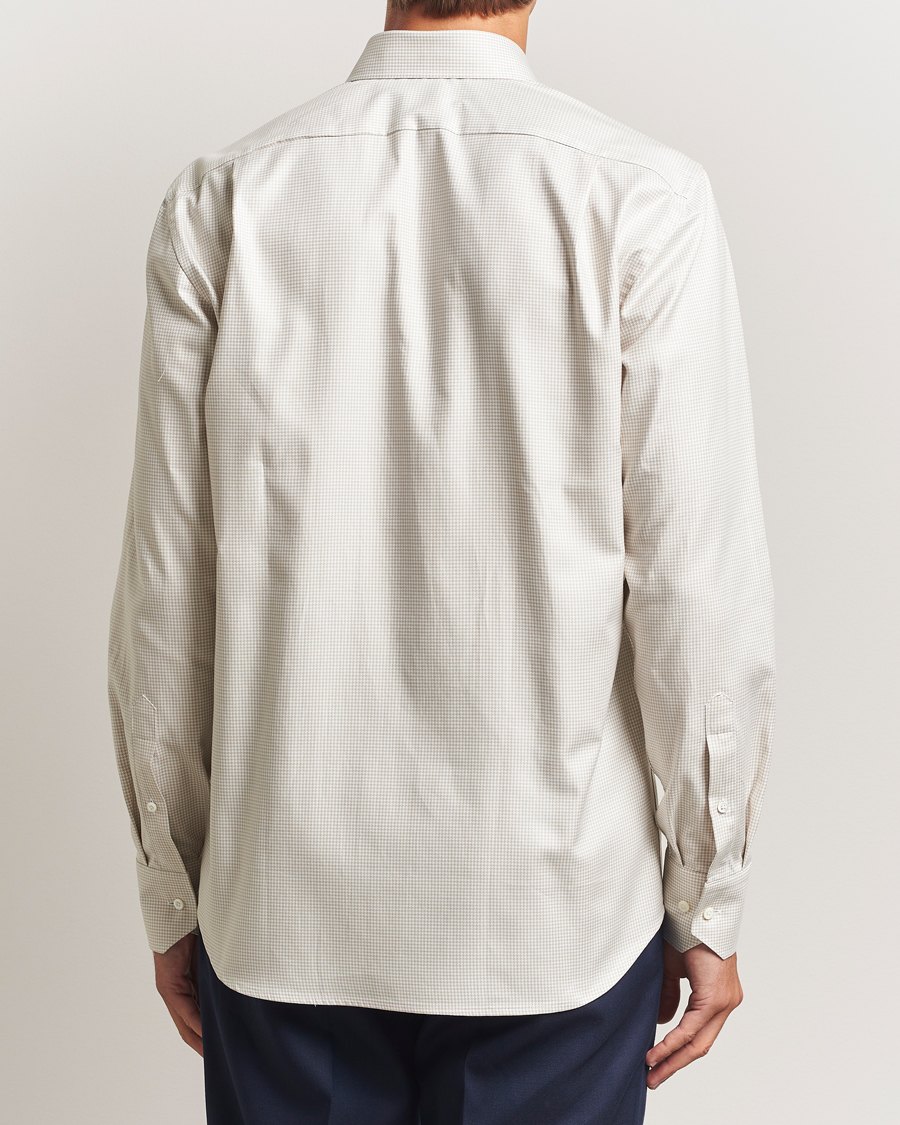 Herre | Skjorter | Stenströms | Regular Fit Houndstooth Cut Away Shirt Beige