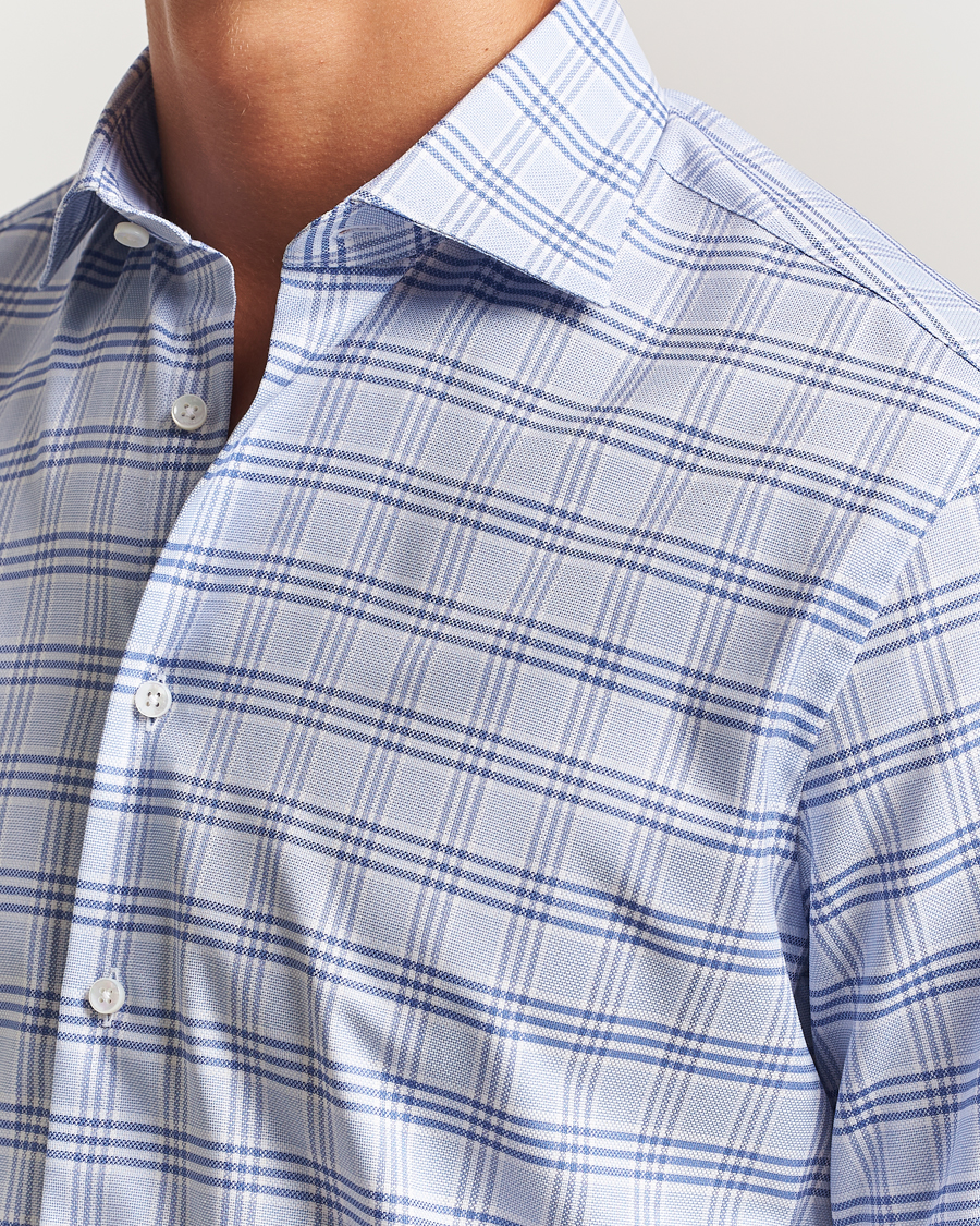 Herre | Skjorter | Stenströms | Regular Fit Checked Cut Away Shirt Blue