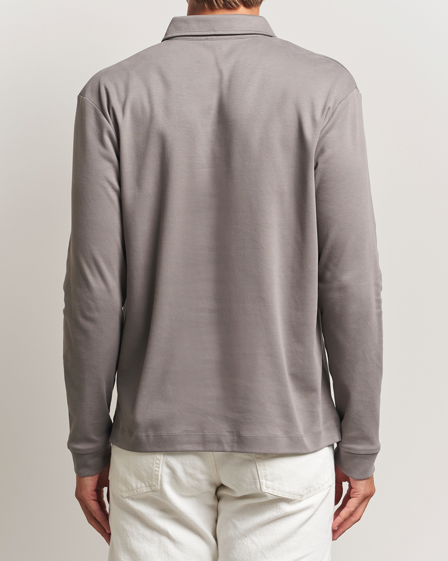 Herre | Polotrøjer | Sunspel | Heavy Weight Supima Cotton Long Sleeve Polo Iron Grey
