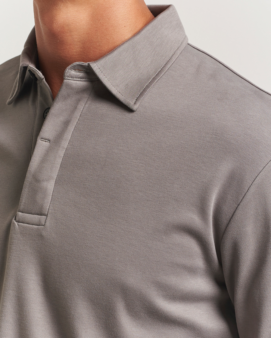 Herre | Polotrøjer | Sunspel | Heavy Weight Supima Cotton Long Sleeve Polo Iron Grey