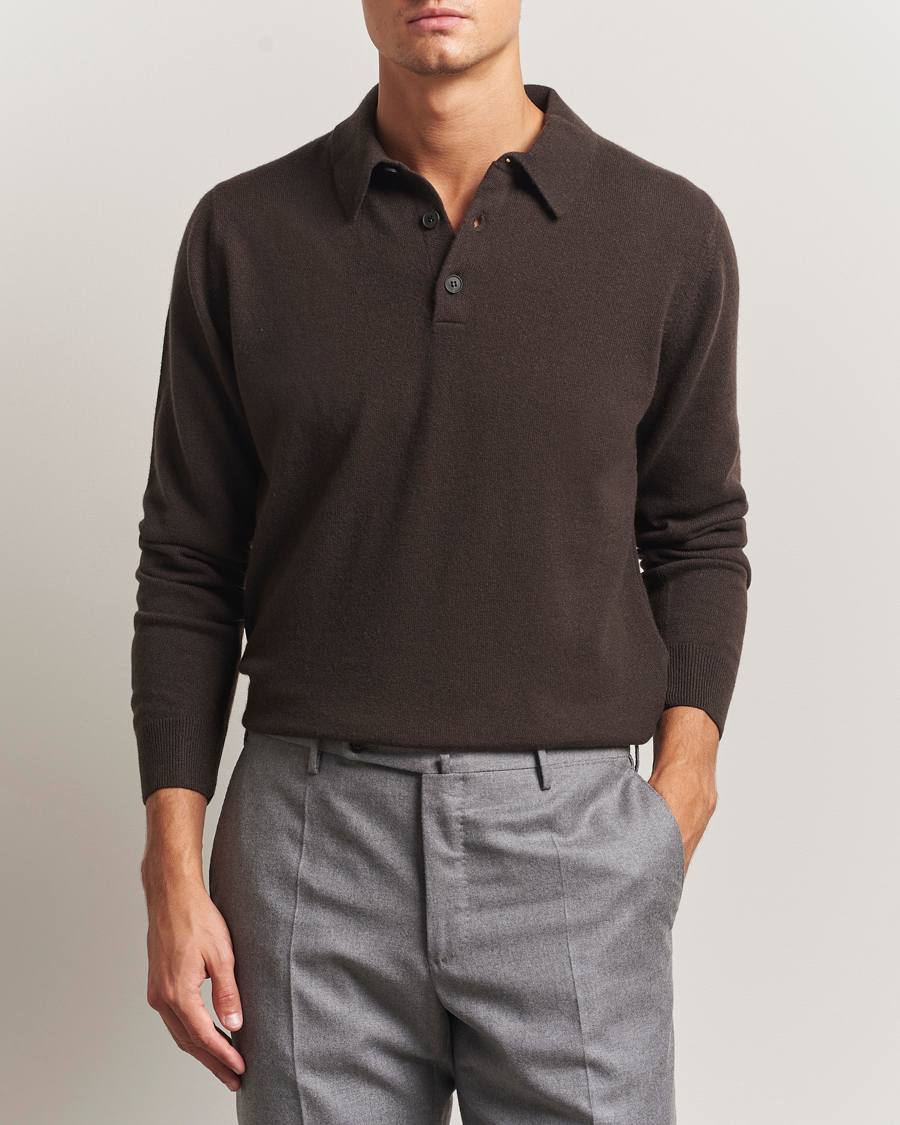 Herre | Trøjer | Sunspel | Cashmere Polo Truffle