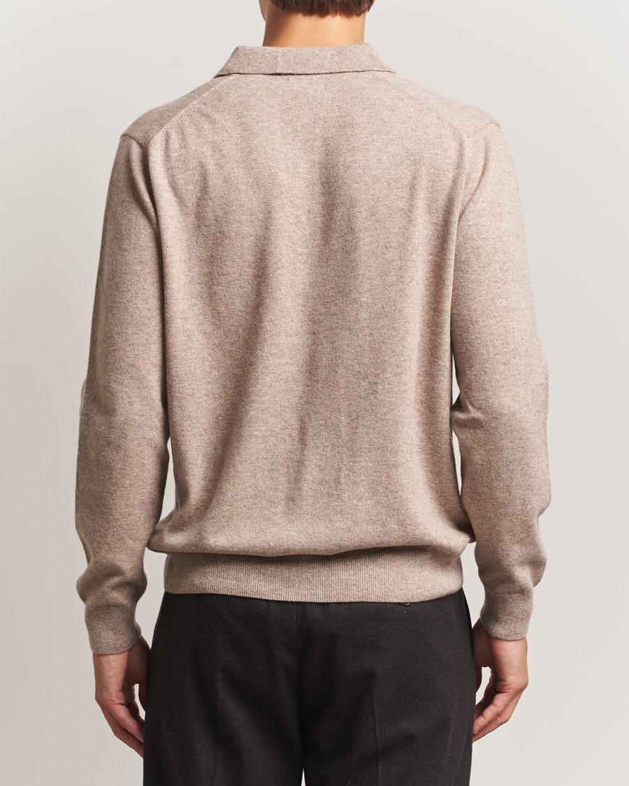 Herre | Trøjer | Sunspel | Cashmere Polo Oatmeal Melange