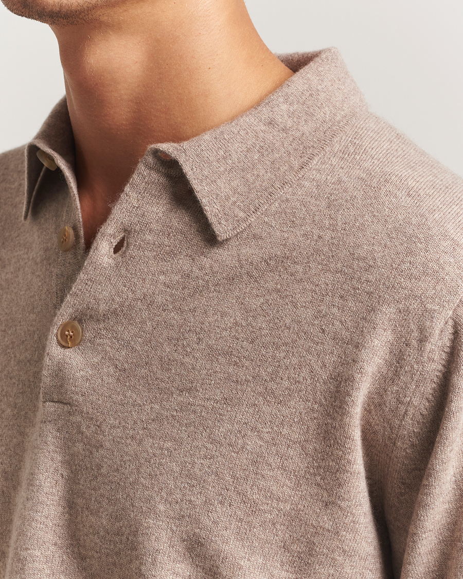 Herre | Trøjer | Sunspel | Cashmere Polo Oatmeal Melange