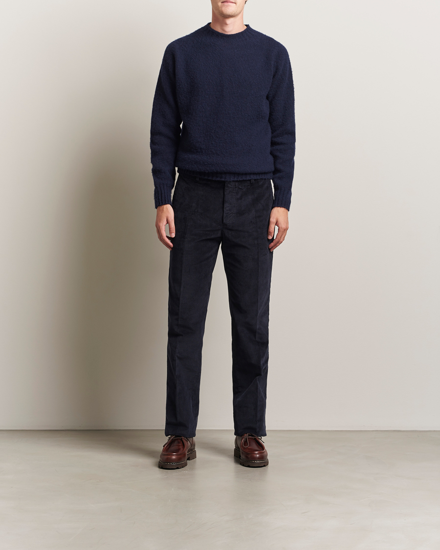 Herre | Trøjer | Sunspel | Brushed Shetland Crew Neck Navy