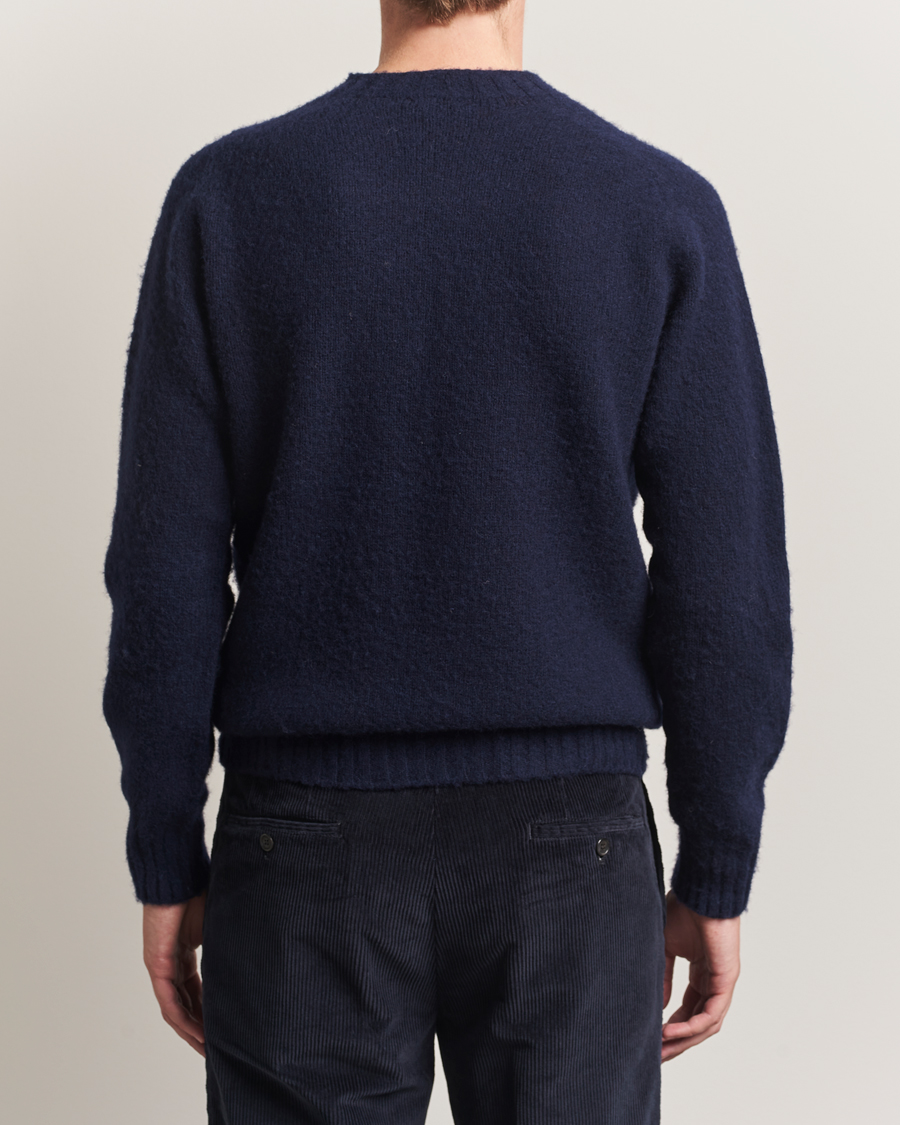 Herre | Trøjer | Sunspel | Brushed Shetland Crew Neck Navy