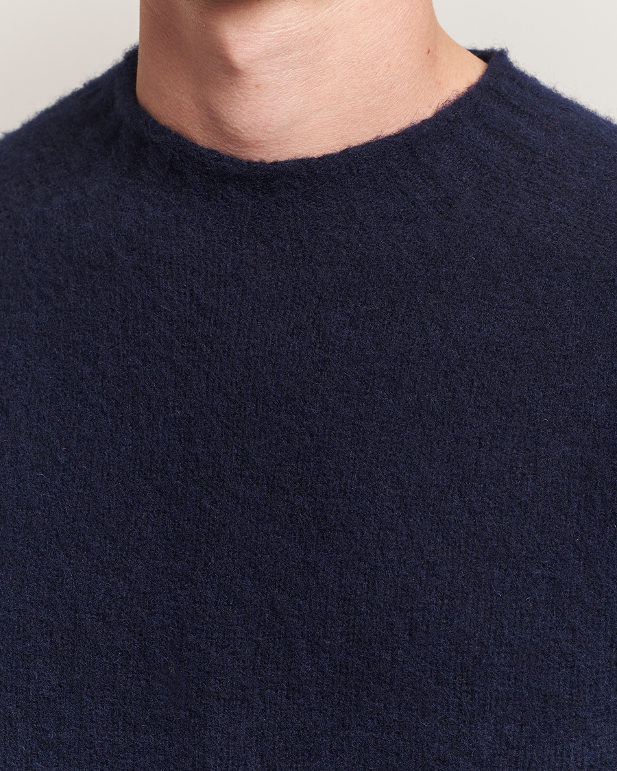 Herre | Trøjer | Sunspel | Brushed Shetland Crew Neck Navy