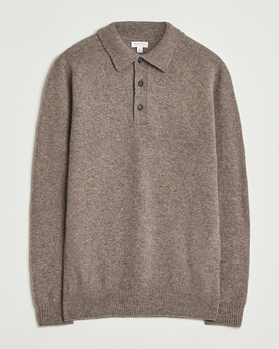 Herre | Trøjer | Sunspel | Lambswool Poloshirt Bark