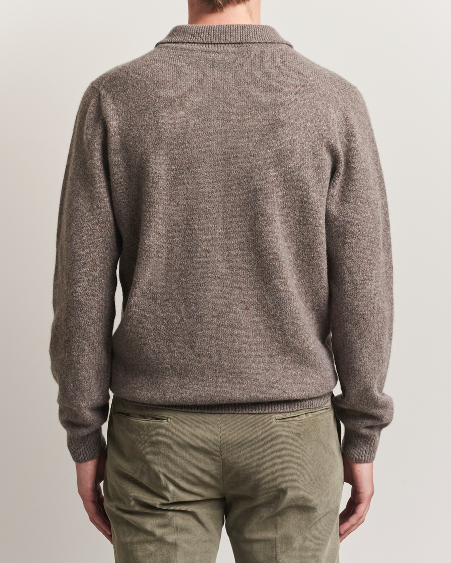Herre | Trøjer | Sunspel | Lambswool Poloshirt Bark