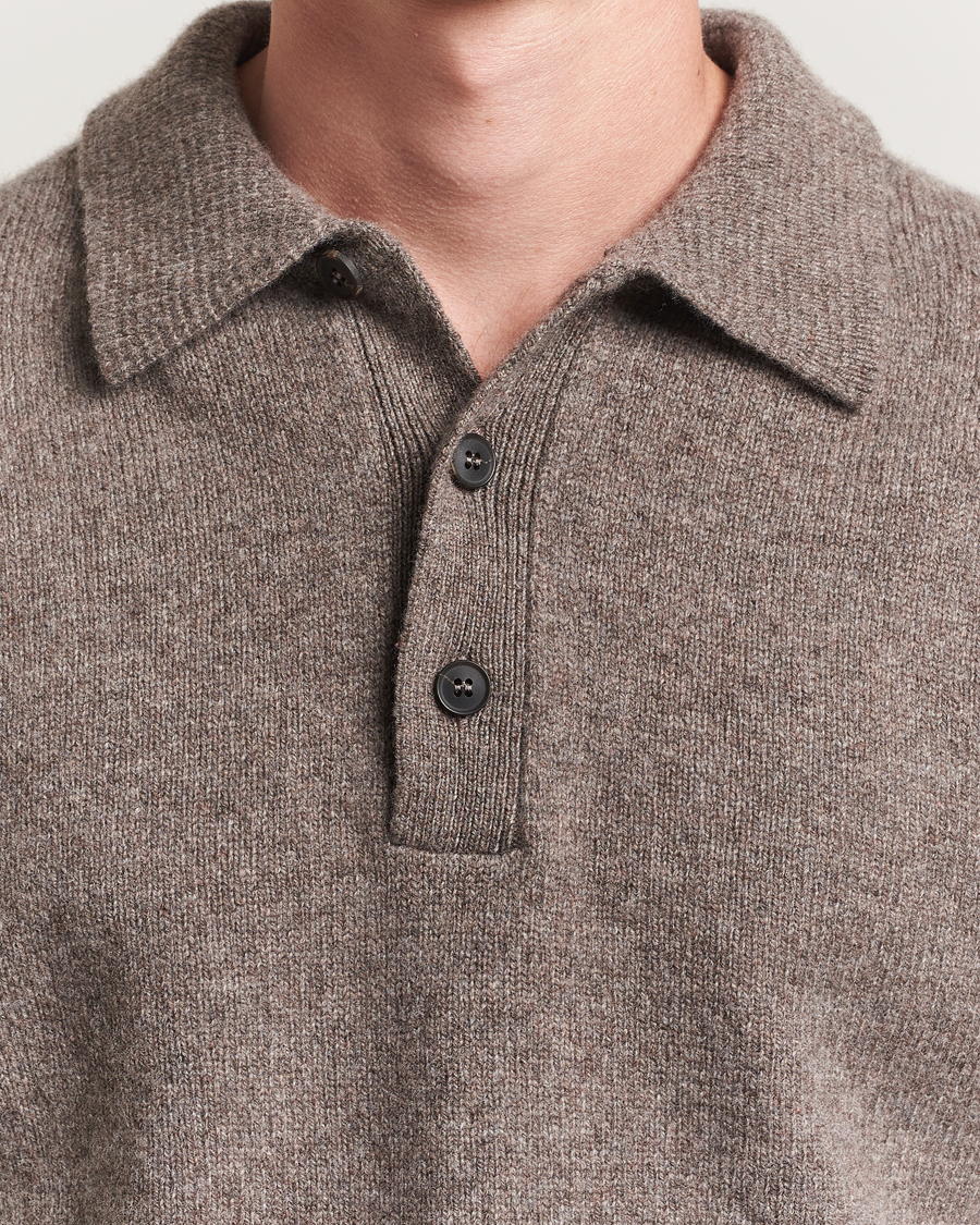 Herre | Trøjer | Sunspel | Lambswool Poloshirt Bark