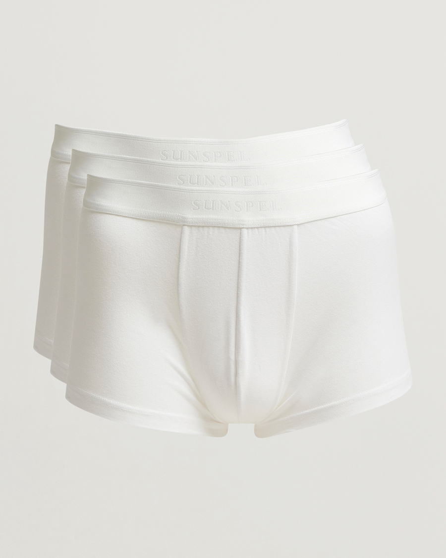 Herre | Undertøj | Sunspel | 3-Pack Cotton Stretch Trunk White