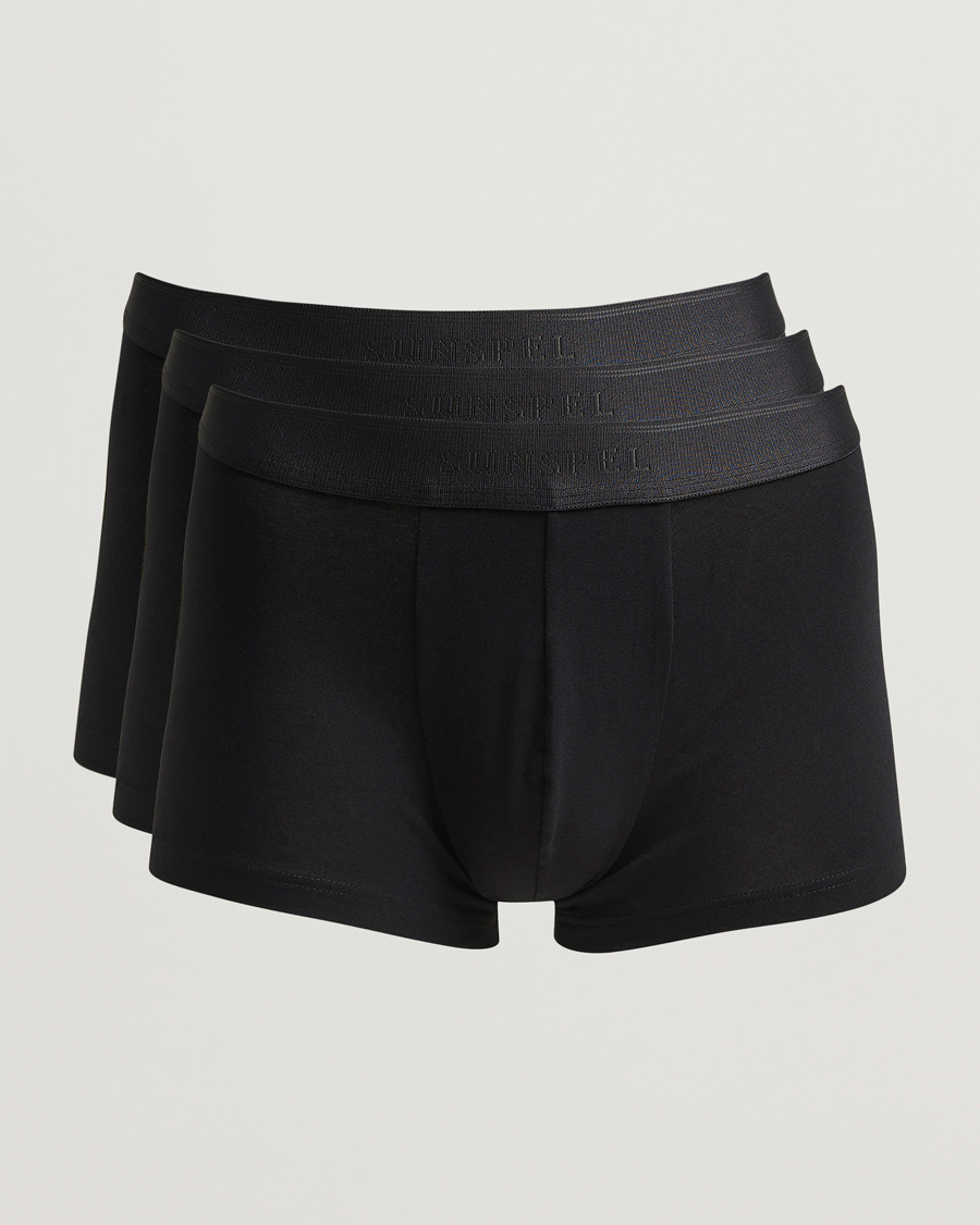 Herre | Undertøj | Sunspel | 3-Pack Cotton Stretch Trunk Black