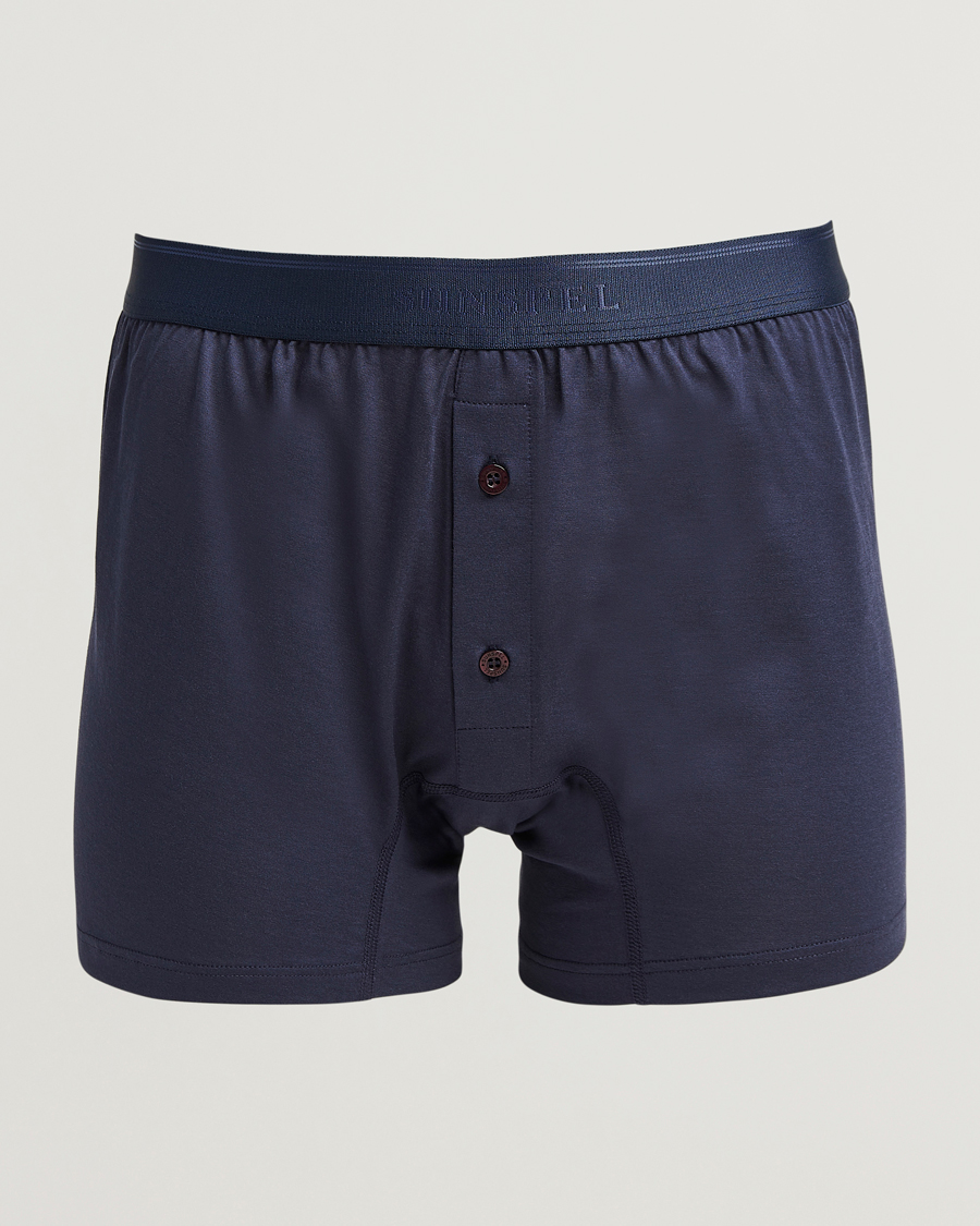 Herre | Undertøj | Sunspel | Superfine Two Button Cotton Navy