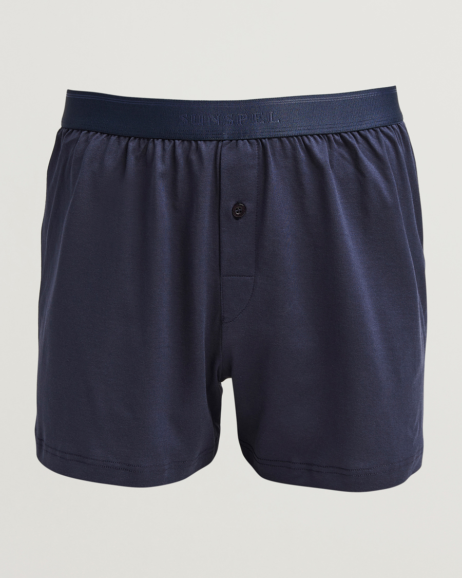 Herre | Undertøj | Sunspel | Superfine One Button Boxer Navy