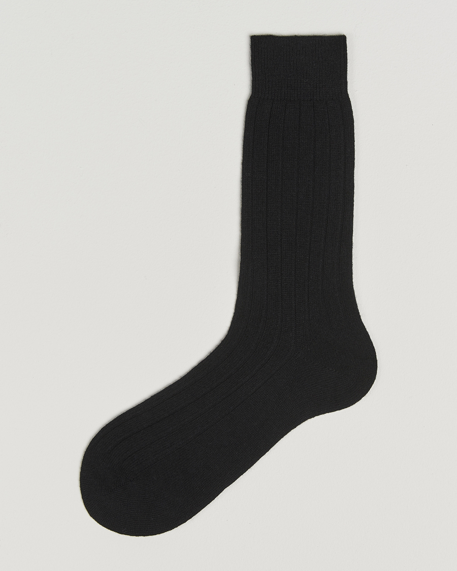 Herre | Undertøj | Bresciani | Wool/Cashmere Ribbed Socks Black