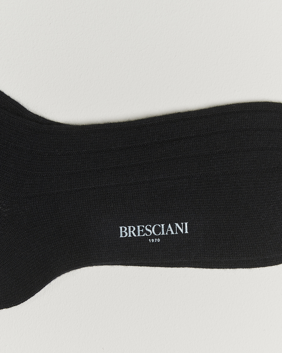 Herre | Undertøj | Bresciani | Wool/Cashmere Ribbed Socks Black