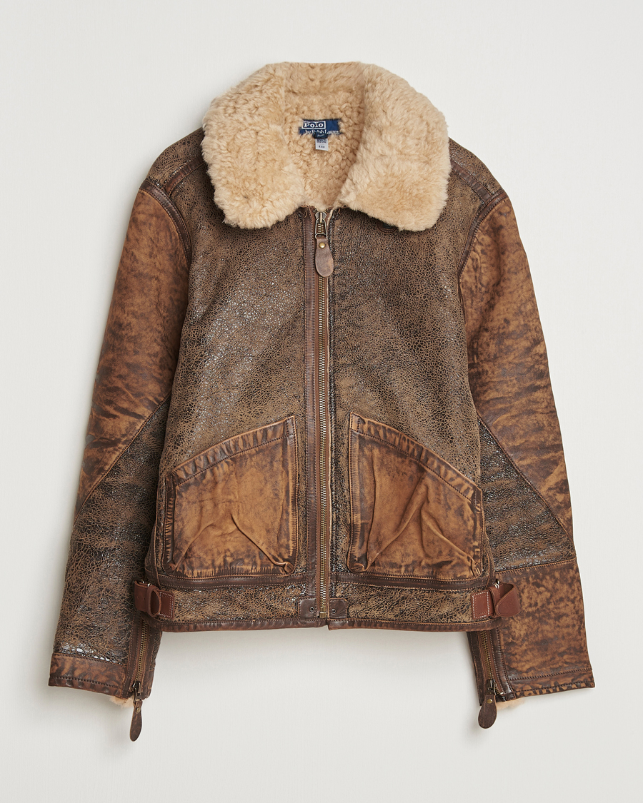 Herre | Jakker | Polo Ralph Lauren | Sherling Lined Bomber Jacket Brown Earth