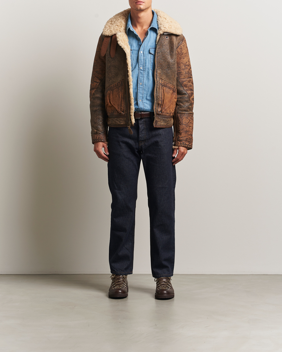 Herre | Jakker | Polo Ralph Lauren | Sherling Lined Bomber Jacket Brown Earth