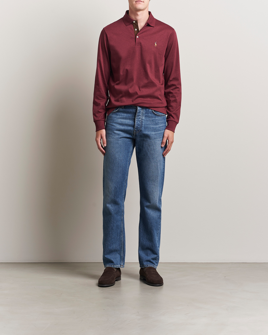 Herre | Polotrøjer | Polo Ralph Lauren | Pima Cotton Custom Slim Fit LS Polo Spring Wine Heather