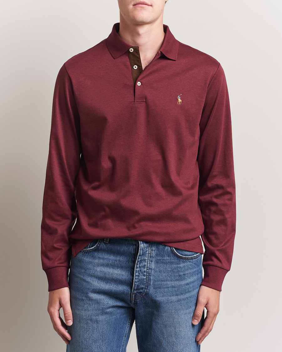 Herre | Polotrøjer | Polo Ralph Lauren | Pima Cotton Custom Slim Fit LS Polo Spring Wine Heather