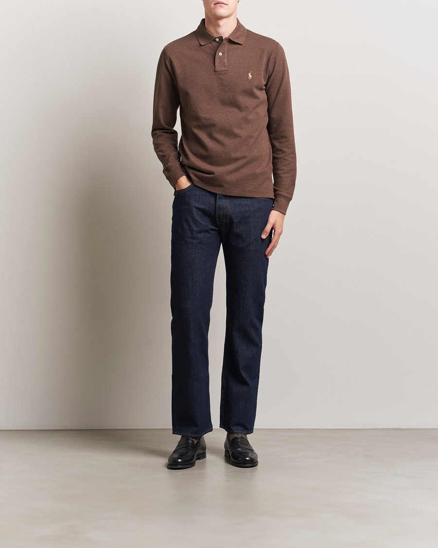 Herre | Polotrøjer | Polo Ralph Lauren | Custom Slim Fit Long Sleeve Polo Nutmeg Brown Heather