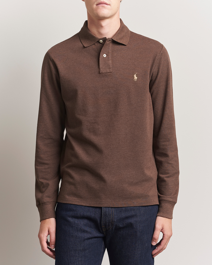 Herre | Polotrøjer | Polo Ralph Lauren | Custom Slim Fit Long Sleeve Polo Nutmeg Brown Heather