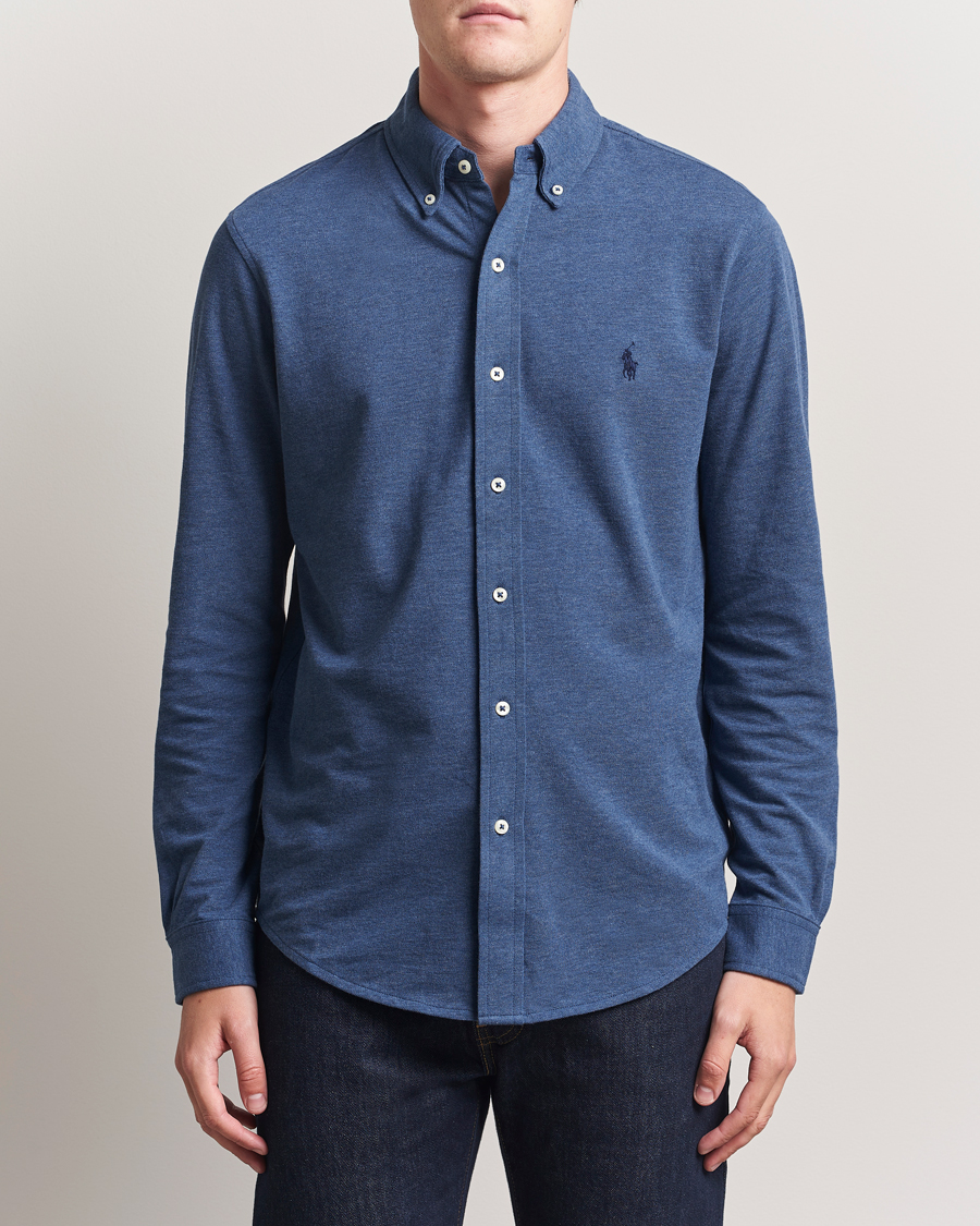 Herre | Skjorter | Polo Ralph Lauren | Featherweight Mesh Shirt Derby Blue Heather