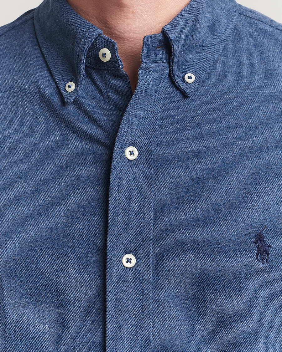 Herre | Skjorter | Polo Ralph Lauren | Featherweight Mesh Shirt Derby Blue Heather
