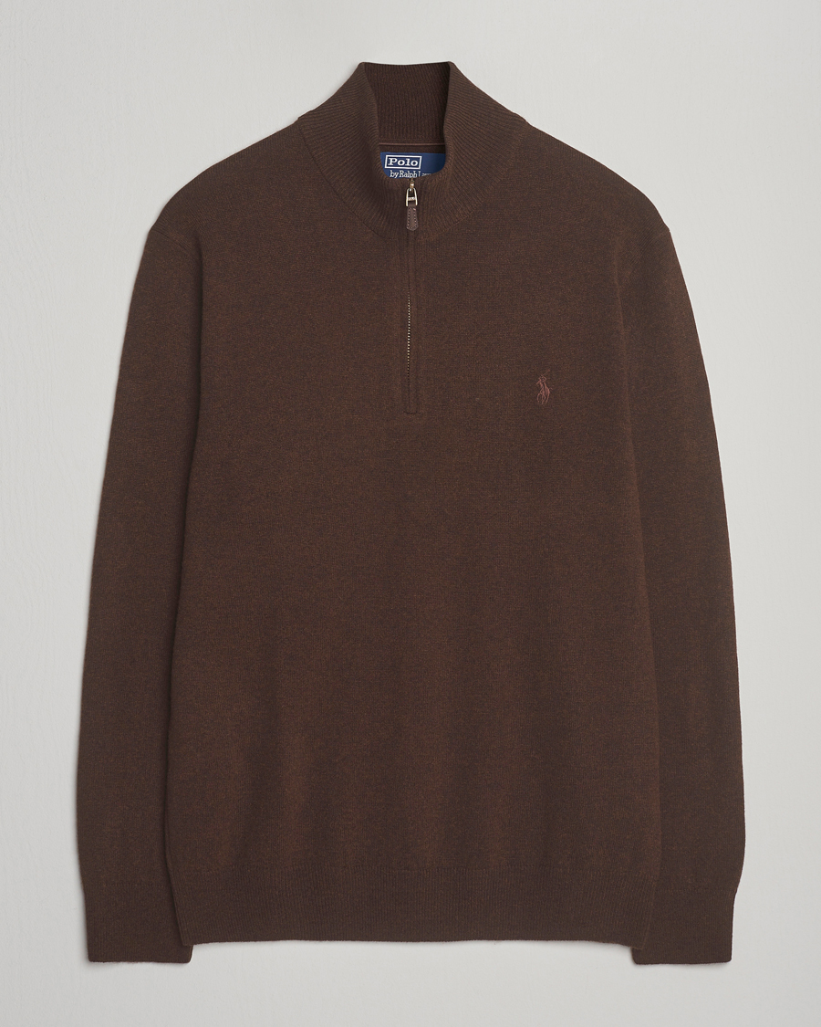 Herre | Trøjer | Polo Ralph Lauren | Merino Half-Zip Sweater Cacao Brown Heather