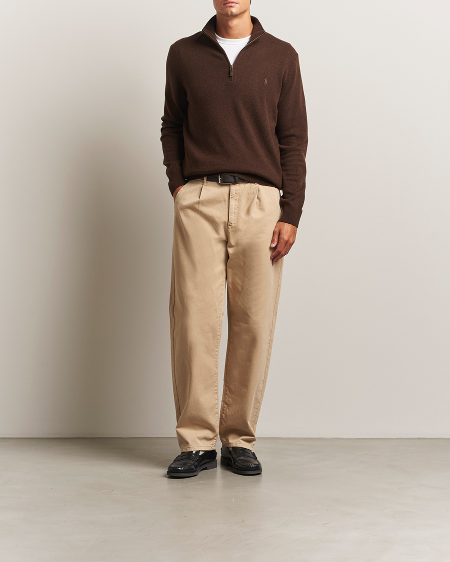 Herre | Trøjer | Polo Ralph Lauren | Merino Half-Zip Sweater Cacao Brown Heather