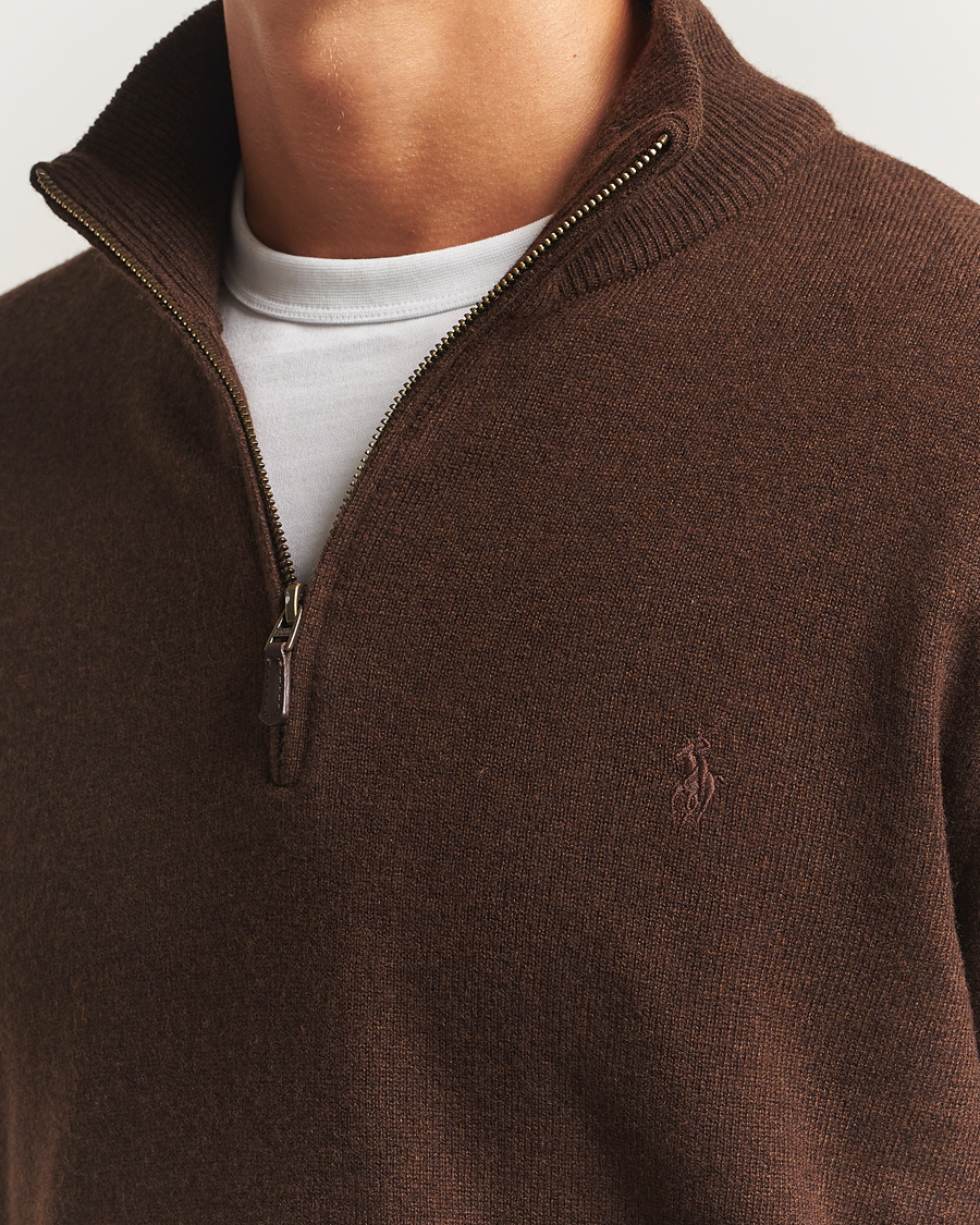 Herre | Trøjer | Polo Ralph Lauren | Merino Half-Zip Sweater Cacao Brown Heather
