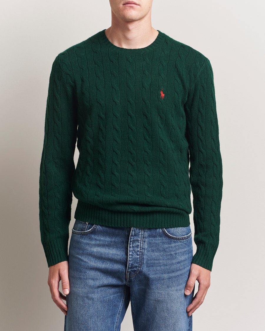 Herre | Trøjer | Polo Ralph Lauren | Wool/Cashmere Cable Crew Neck Moss Agate