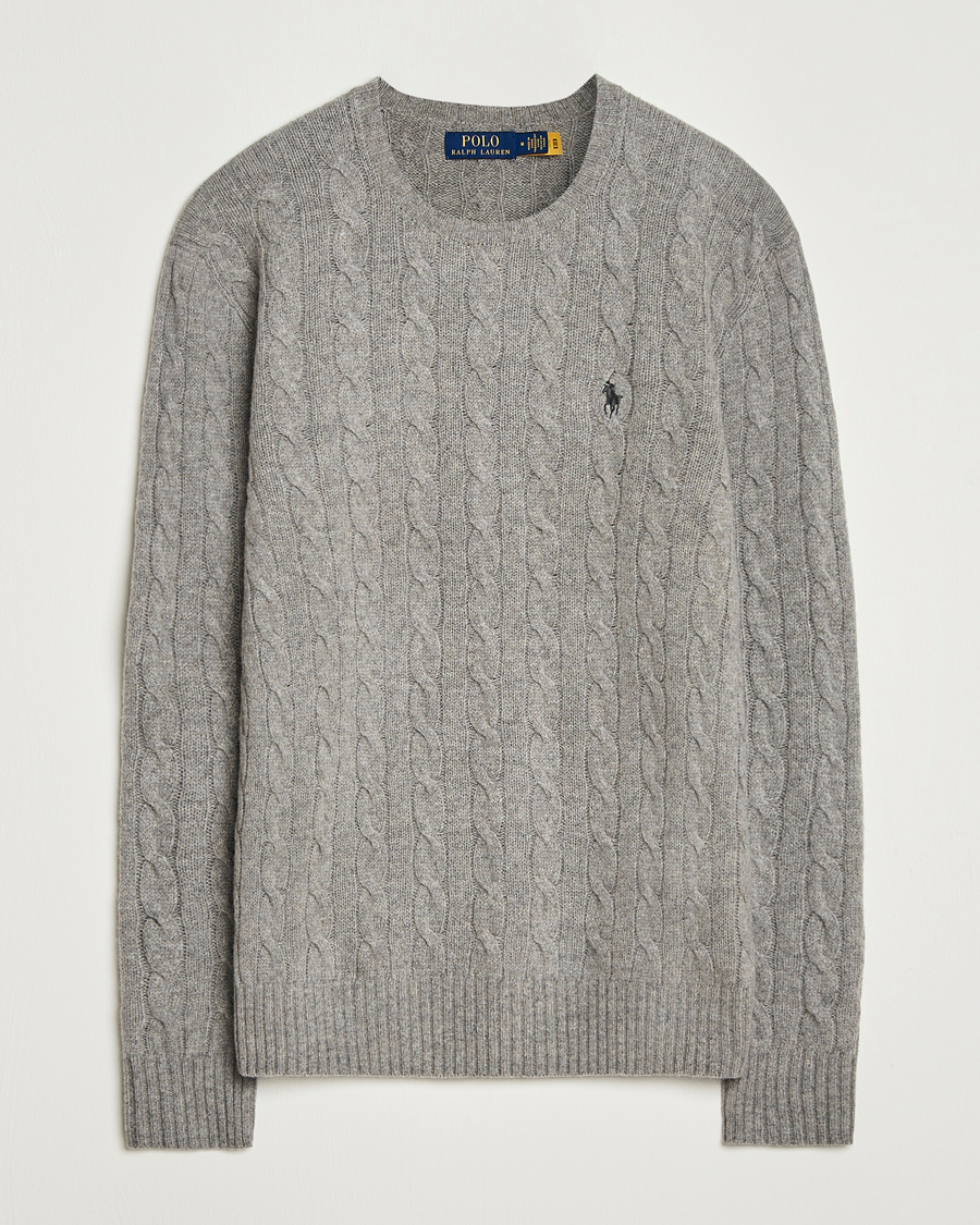 Herre | Trøjer | Polo Ralph Lauren | Wool/Cashmere Cable Crew Neck Fawn Grey Heather