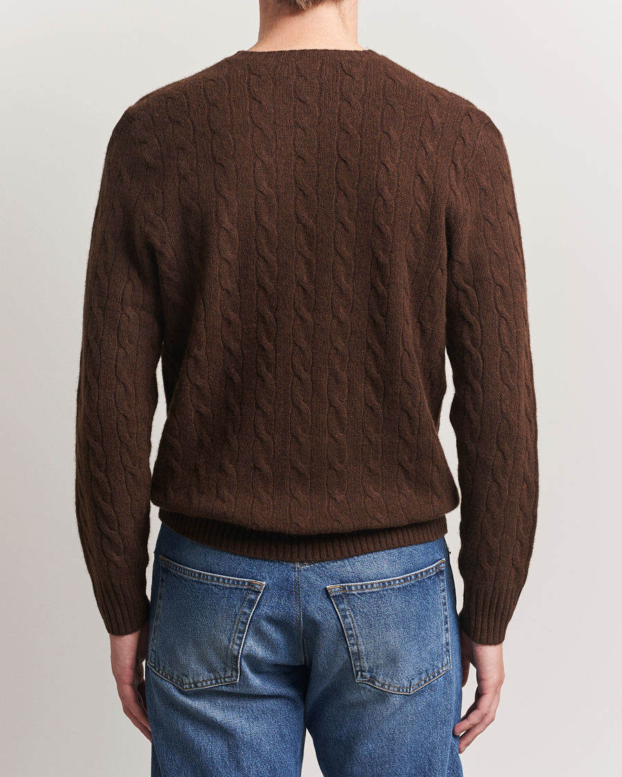 Herre | Trøjer | Polo Ralph Lauren | Wool/Cashmere Cable Crew Neck Cacao Brown Heather