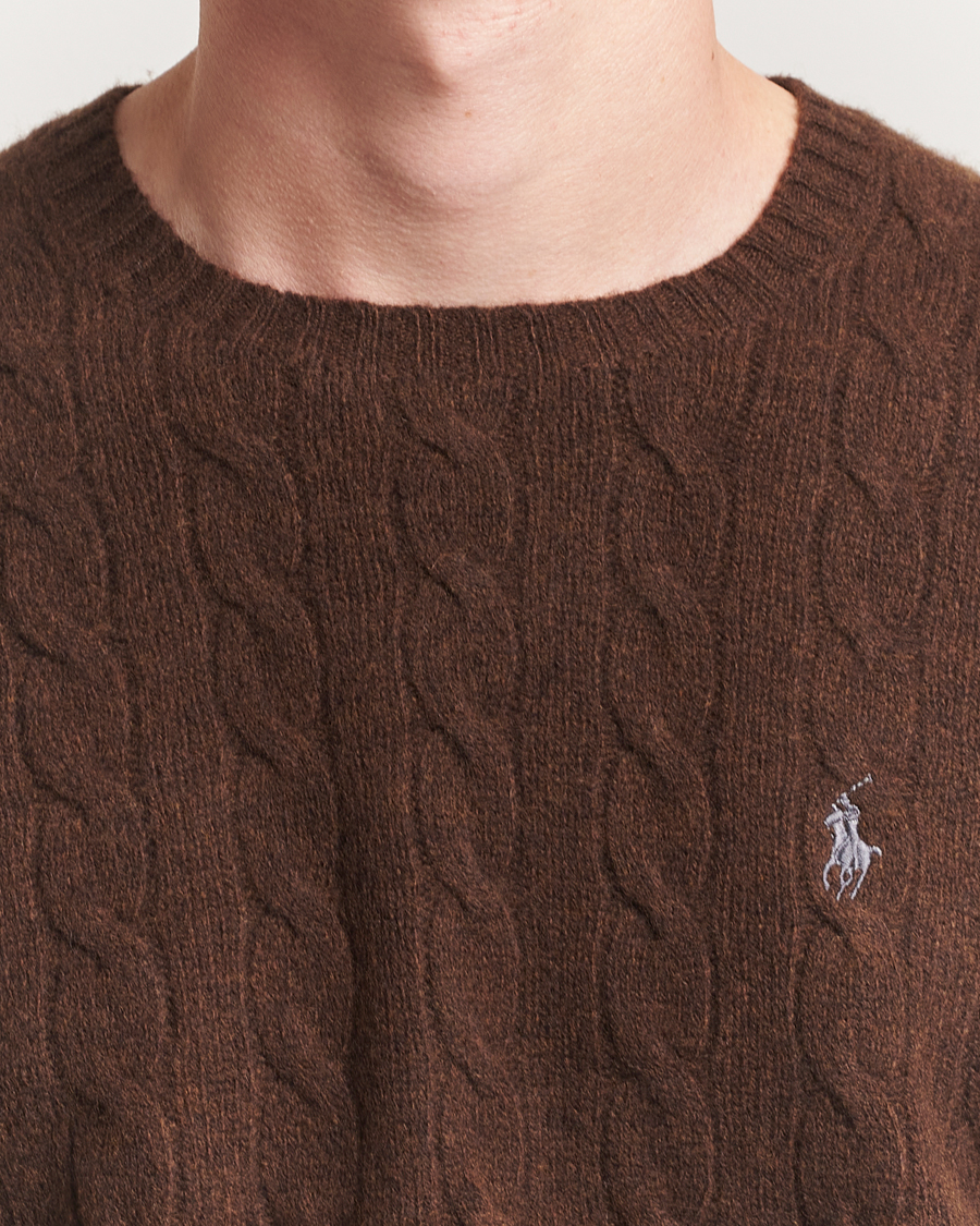 Herre | Trøjer | Polo Ralph Lauren | Wool/Cashmere Cable Crew Neck Cacao Brown Heather